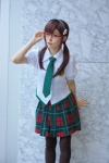 blouse cosplay glasses hairband maitako makinami_mari_illustrious neon_genesis_evangelion pleated_skirt rebuild_of_evangelion school_uniform skirt thighhighs tie twintails rating:Safe score:0 user:pixymisa