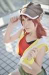 cosplay hat hoodie miniskirt misaki_shiki red_hair skirt subarashiki_kono_sekai tamago tank_top rating:Safe score:0 user:nil!