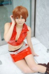 aihara_sakuto boots cleavage cosplay croptop meiko miniskirt orange_hair skirt vest vocaloid rating:Safe score:1 user:nil!