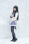 akemi_homura black_legwear blouse cosplay hairband isshiki_yuima miniskirt puella_magi_madoka_magica skirt rating:Safe score:1 user:nil!