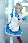 aki_(iv) akizuki_ryo apron blonde_hair cosplay cuffs hairbow idolmaster maid maid_uniform petticoat thighhighs zettai_ryouiki rating:Safe score:1 user:pixymisa