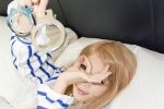 arai_yomi bed blonde_hair blouse cosplay handcuffs mawaru_penguindrum open_clothes seizon_senryaku! takakura_himari rating:Safe score:0 user:nil!