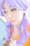 cleavage cosplay glasses macross macross_frontier matsuura_nanase pleated_skirt purple_hair school_uniform shiori skirt rating:Safe score:0 user:nil!