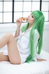 cc code_geass cosplay dress_shirt green_hair kanda_midori pantyhose pizza rating:Safe score:9 user:xkaras