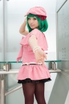 beret bow cosplay dress green_hair koharu macross macross_frontier pantyhose ranka_lee rating:Safe score:0 user:pixymisa