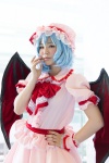 blouse blue_hair bowtie cosplay hat red_eyes remilia_scarlet skirt touhou wings yuzu rating:Safe score:0 user:pixymisa