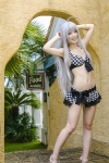 ahoge bikini cosplay haiyore!_nyaruko-san kurasaka_kururu nyaruko sarong silver_hair swimsuit rating:Safe score:4 user:nil!