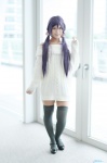 cosplay dress love_live!_school_idol_project purple_hair roku_(ii) sweater_dress thighhighs toujou_nozomi twintails zettai_ryouiki rating:Safe score:0 user:nil!