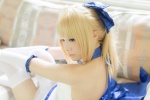 ahoge blonde_hair choker cosplay dress elbow_gloves fate/series fate/stay_night forest_(photoset) gloves hairbow saber thighhighs usakichi zettai_ryouiki rating:Safe score:2 user:nil!