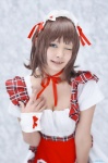 amami_haruka apron blouse choker cleavage cosplay hairband idolmaster jumper kai_(ii) waitress waitress_uniform rating:Safe score:0 user:nil!