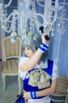 apron cosplay dress hairband izayoi_sakuya knives maid maid_uniform maropapi silver_hair touhou twin_braids rating:Safe score:0 user:nil!