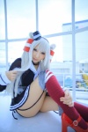 amatsukaze_(kantai_collection) bikini cosplay garter_belt hat kantai_collection red_legwear sailor_dress saku see-through senku side-tie_bikini silver_hair swimsuit thighhighs twintails white_legwear rating:Safe score:4 user:nil!