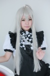 blouse bowtie cosplay green_eyes haiyore!_nyaruko-san jumper maitako nyaruko skirt white_hair rating:Safe score:0 user:pixymisa