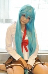 blouse blue_hair bowtie cosplay denpa_onna_to_seishun_otoko pleated_skirt school_uniform sizuku skirt touwa_erio rating:Safe score:1 user:pixymisa