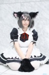 animal_ears apron cat_ears cosplay dress maid maid_uniform original paw_gloves silver_hair thighhighs white_legwear yuzuki_aya_(ii) rating:Safe score:0 user:nil!