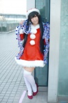 cosplay dress k-on! moeka nakano_azusa santa_costume stocking_cap thighhighs twintails zettai_ryouiki rating:Safe score:1 user:nil!