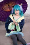 aqua_hair choro cosplay dress hatsune_miku project_diva thighhighs twintails umbrella vocaloid zettai_ryouiki rating:Safe score:2 user:nil!