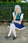 apron blouse cosplay hairband izayoi_sakuya jumper maid maid_uniform silver_hair thighhighs touhou usamimi_gootan rating:Safe score:0 user:nil!