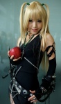amane_misa apple blades blonde_hair cosplay death_note fishnet_pantyhose kipi pantyhose torn_clothes twintails rating:Safe score:1 user:darkgray
