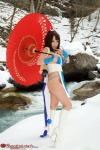 boots cosplay fan gauntlets hairbow kimono king_of_fighters kunoichi saku shiranui_mai umbrella rating:Safe score:3 user:nil!