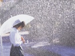 blouse kitano_kei pleated_skirt rain school_uniform skirt umbrella rating:Safe score:0 user:nil!