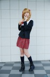 blonde_hair boots cosplay gakuen_alice kneesocks meru_(97148) miniskirt plaid pleated_skirt sailor_uniform sakura_mikan school_uniform skirt twintails rating:Safe score:0 user:nil!