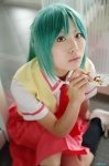blouse cards cosplay green_hair higurashi_no_naku_koro_ni ibara miniskirt pleated_skirt school_uniform skirt socks sonozaki_mion tie vest rating:Safe score:0 user:nil!