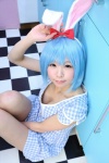 akirabbit animal_ears blue_hair bunny_ears cleavage cosplay dress hairband hairbow itsuki_akira original rating:Safe score:1 user:nil!