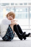 blonde_hair blouse cosplay kneehighs koizumi_hanayo love_live!_school_idol_project pleated_skirt skirt sweater takanashi_maui rating:Safe score:0 user:pixymisa