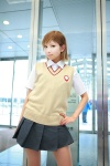 blouse cosplay kanda_midori misaka_mikoto pleated_skirt school_uniform skirt sweater_vest to_aru_kagaku_no_railgun rating:Safe score:2 user:xkaras