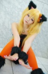 animal_ears blonde_hair cat_ears chaya cosplay legwarmers original shorts tail thighhighs tubetop twintails rating:Safe score:0 user:nil!