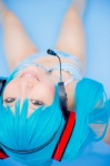 aqua_hair bikini cleavage cosplay hatsune_miku headset mashiro_yuki pool project_diva swimsuit twintails vocaloid wet rating:Safe score:1 user:nil!