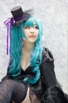 aqua_hair cleavage corset cosplay dress gloves hatsune_miku hiyoko skirt_train thighhighs top_hat twintails veil vocaloid zettai_ryouiki rating:Safe score:0 user:pixymisa