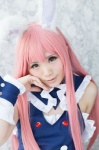 animal_ears blouse bunny_ears cosplay cuffs kurasaka_kururu kurousagi mondaiji-tachi_ga_isekai_kara_kuru_sou_desu_yo? pink_eyes pink_hair rating:Safe score:0 user:pixymisa