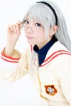 clannad cosplay glasses hairband ibara sakagami_tomoyo school_uniform silver_hair rating:Safe score:1 user:pixymisa