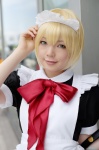 apron blonde_hair cosplay katana maid maid_uniform namada sword tagme_character tagme_series rating:Safe score:2 user:nil!