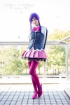 ageha aquarion_evol blouse bowtie cosplay crinoline pleated_skirt purple_hair skirt suzushiro_mikono thighhighs vest zettai_ryouiki rating:Safe score:2 user:pixymisa