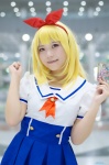 aikatsu! blonde_hair cosplay hairbow hoshimiya_ichigo minami_rion pleated_skirt sailor_uniform school_uniform skirt rating:Safe score:0 user:nil!