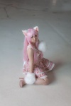 animal_ears cat_ears cosplay dress enacat_(white_version) enako original paw_gloves pink_hair rating:Safe score:1 user:nil!