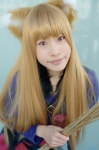 animal_ears blonde_hair cosplay dress hasui_yuuri horo jacket skirt spice_and_wolf wolf_ears rating:Safe score:0 user:nil!