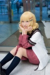 blonde_hair cosplay dress hiokichi jacket kneehighs oomuro_sakurako yellow_eyes yuruyuri rating:Safe score:0 user:pixymisa