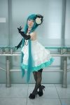 aqua_eyes aqua_hair cosplay dress elbow_gloves flower gloves hatsune_miku headdress just_a_game_(vocaloid) maropapi necklace petticoat thighhighs tiered_skirt twintails vocaloid rating:Safe score:3 user:pixymisa