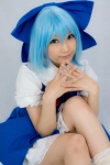 blouse blue_hair cirno cosplay hairbow jumper lenfried socks touhou rating:Safe score:4 user:nil!