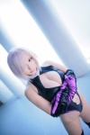 bodysuit castle_of_glass cleavage cosplay elbow_gloves fate/grand_order fate/series gloves mash_kyrielight pink_hair saku thigh_band thighhighs rating:Safe score:0 user:nil!