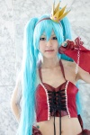 aqua_hair cosplay croptop crown detached_sleeves hatsune_miku lace project_diva suwaataru twintails vocaloid rating:Safe score:0 user:pixymisa