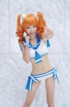 bikini cosplay croptop himemiya_mahore idolmaster orange_hair sailor_uniform school_uniform side-tie_bikini swimsuit takatsuki_yayoi twintails rating:Safe score:1 user:nil!