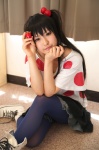 cosplay k-on! miniskirt nakano_azusa narumiya pantyhose polka_dots side_ponytail skirt tshirt rating:Safe score:2 user:nil!