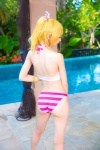 ass ayase_eri bikini blonde_hair cosplay hairbow love_live!_school_idol_project mike ponytail pool school_idol_~krasivie~ swimsuit rating:Safe score:4 user:nil!