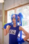 blue_hair buyara cosplay gloves hair_ribbons headband klan_klein macross macross_frontier one-piece_swimsuit school_swimsuit swimsuit twintails rating:Safe score:0 user:nil!