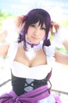 apron bow choker cleavage corset cosplay dress hairband love_live!_school_idol_project maid maid_uniform purple_hair tojo_nozomi uri wristband rating:Safe score:0 user:pixymisa
